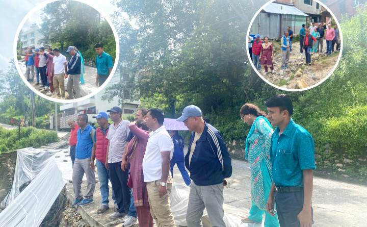 बूढानीलकण्ठ २ र १३ मा काङ्ग्रेस जनप्रतिनिधि र पार्टी प्रतिनिधिले गरे मनसुनजन्य विपद्का घटनाको निरीक्षण