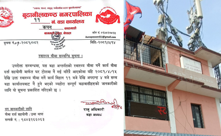बूढानीलकण्ठ -११ को स्वास्थ्य बीमा सम्बन्धि सूचना