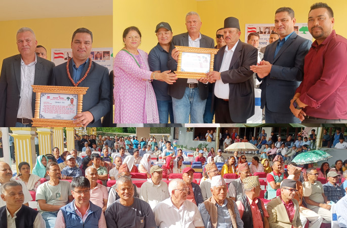 स्वास्थ्यमन्त्री पौडेल र प्रदेश खानेपानीमन्त्री खड्कालाई बूढानीलकण्ठ काङ्ग्रेसद्वारा सम्मान